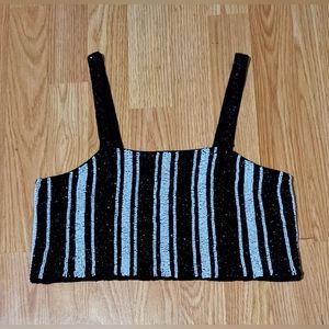 H&M Studio Beaded Top XS/S Rare Black White Festival Y2K Cropped